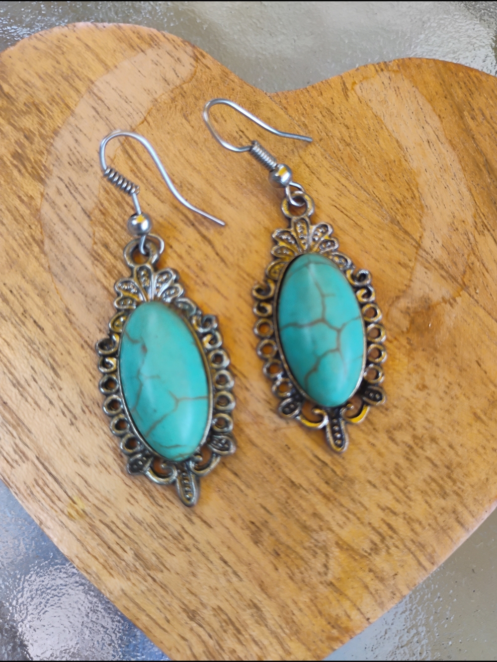 Vintage-Style Turquoise Drop Earrings - Women Jewelry